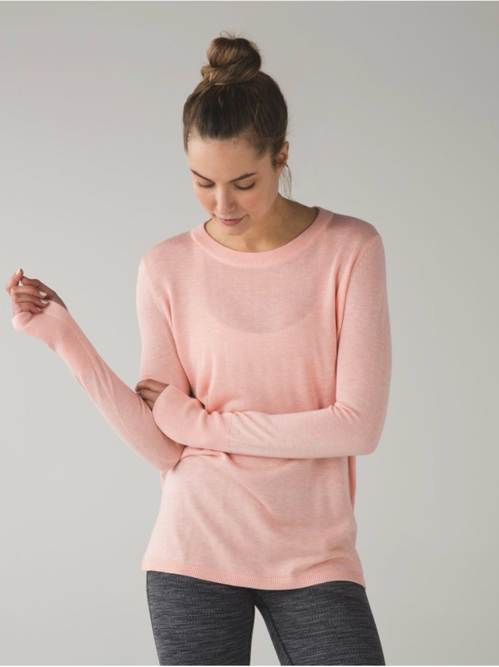 Lululemon Bring It Backbend Pink Long-Sleeve Crewneck backless sweater